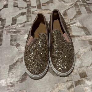 Sparkly Gold Slip-On Kids Sneakers